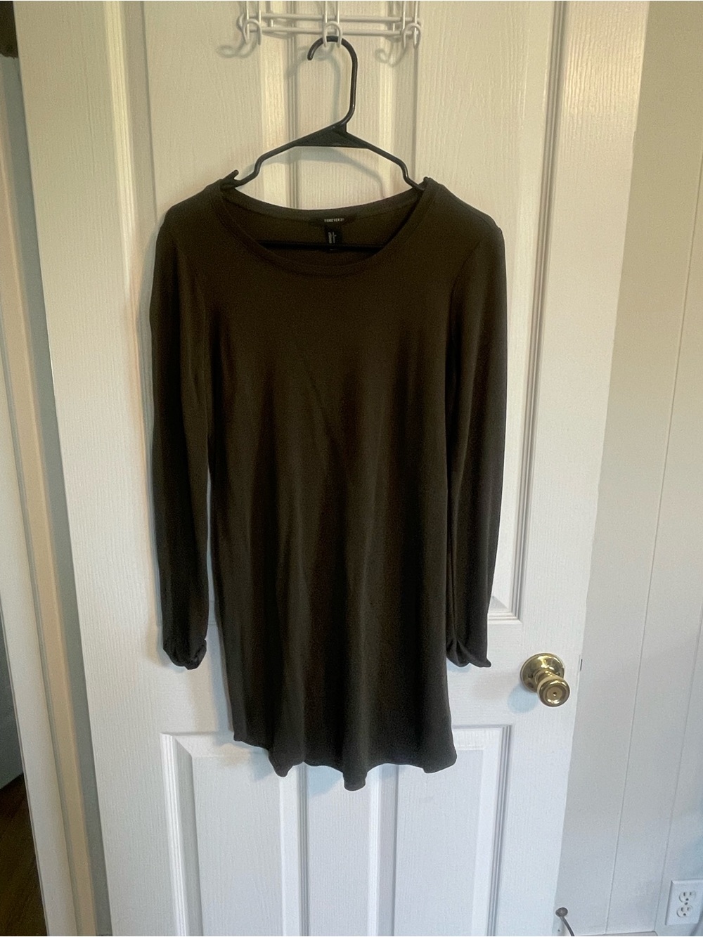 Basic Long Sleeve Tunic Top - Army Green